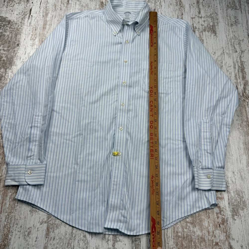 Brooks Brothers Regent Non-Iron Shirt 16-34 Blue White Stripe Supima Cotton - Picture 7 of 10